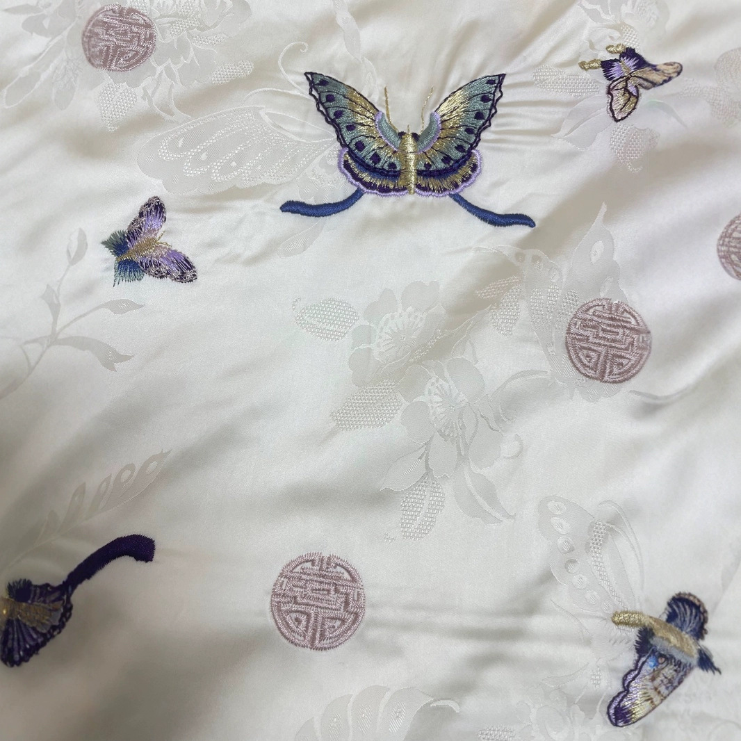 Butterfly Embroidered Rayon Imitation Acetate Satin Fabric Butterfly Embroidered Jacquard Brocade Clothing Cheongsam Dress Fabric