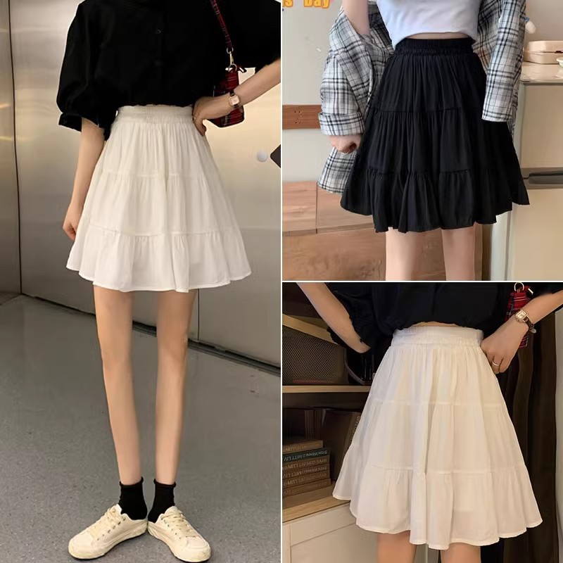 Puffy skirts for women, spring/summer midi skirts, fresh short skirts, high-waisted slimming A-line skirts, pants skirts, anti-exposure cake skirts