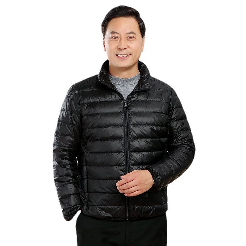 Picture of Middle-aged men's light down cotton-padded jacket short old man's father's outfit middle-aged and old man's stand collar hooded short coat winter clothing