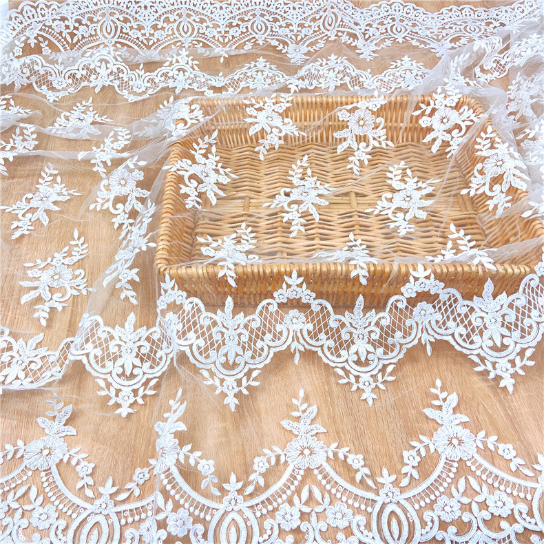 New Water Soluble Mesh Wedding Dress Embroidered Fabric Mesh Embroidered Sequin Fabric Lace Fabric for Wedding Dress