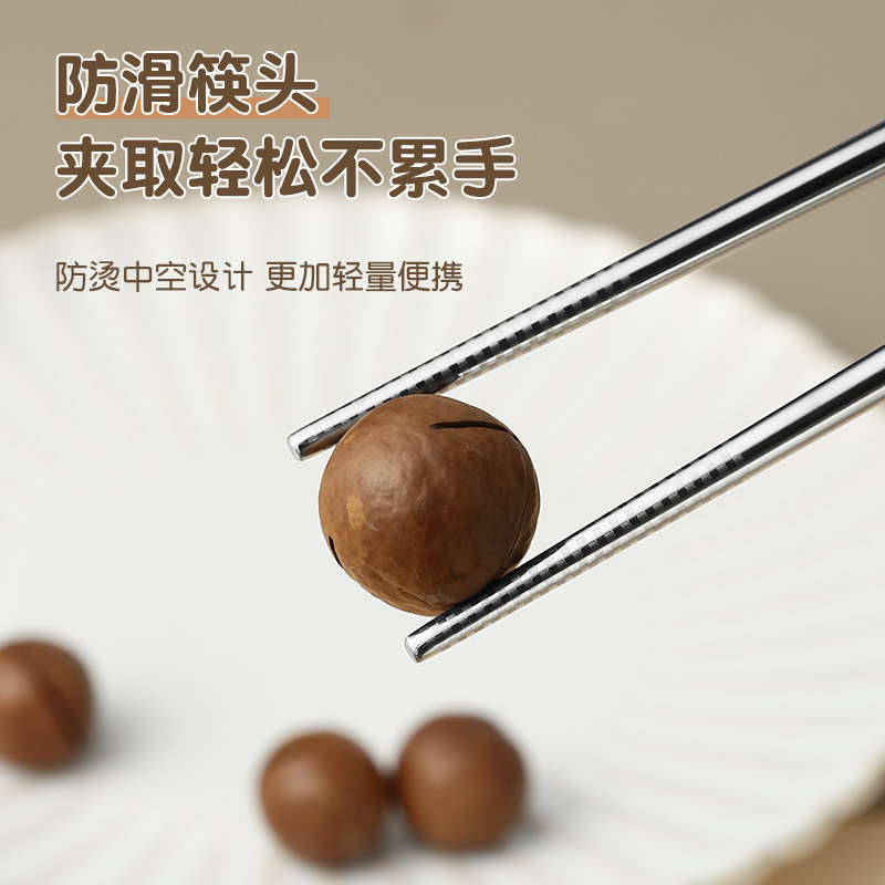 Picture of 304 Stainless Steel Portable Tableware Fork Spoon Chopsticks Set Three-piece Gift Student Tableware Set