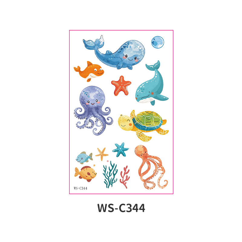 Picture of Spot Wholesale Children's Cartoon Original Tattoo Stickers Marine Animal Summer Tattoo Stickers Dolphin Shark Little Whale