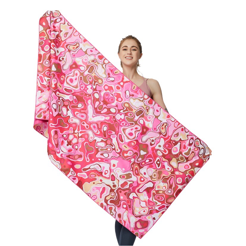 Cross-Border double-sided velvet absorbent quick-drying beach towel microfiber yoga sports towel wholesale swimming beach towel