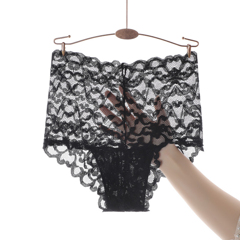 Picture of Cross-border sexy lace underwear women's high waist ultra-thin perspective mesh bottoms plus size women's chubby girl cotton briefs
