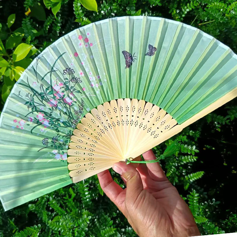 Picture of Folding Fan Bamboo Ancient Fan Student Girl Chinese Style Small Fan Scenic Spot Export Wholesale Retail Gift Decorative Fan