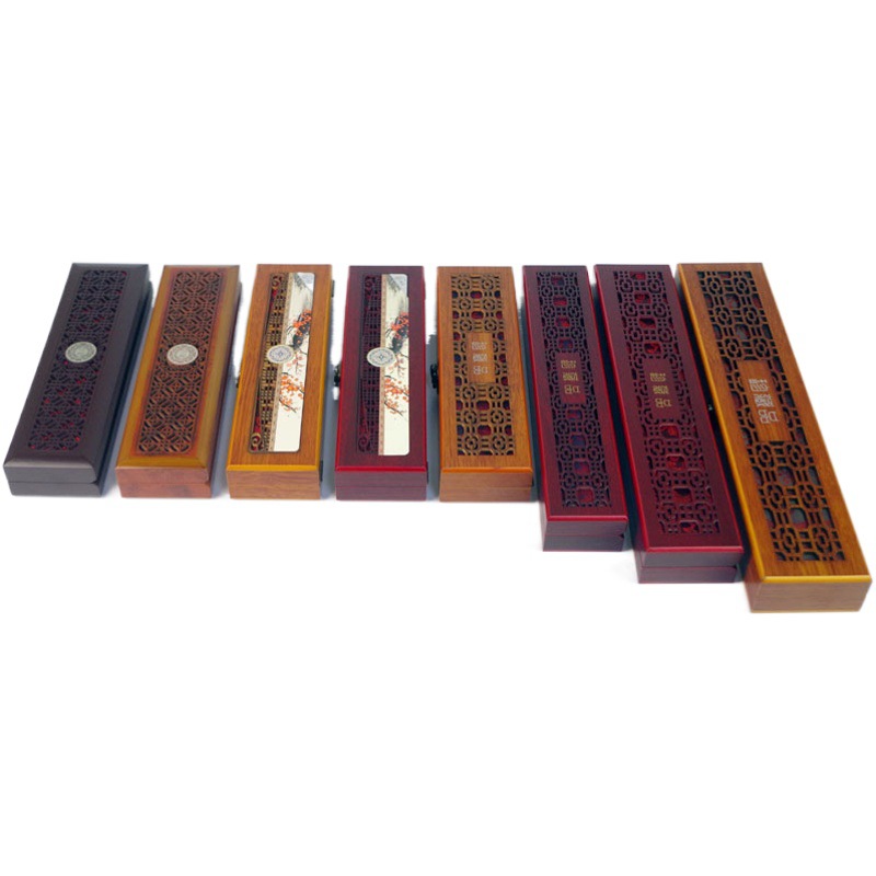 Hollow Wood grain necklace box long chain box wool pen box jewelry packaging box gift box wooden box necklace wooden box