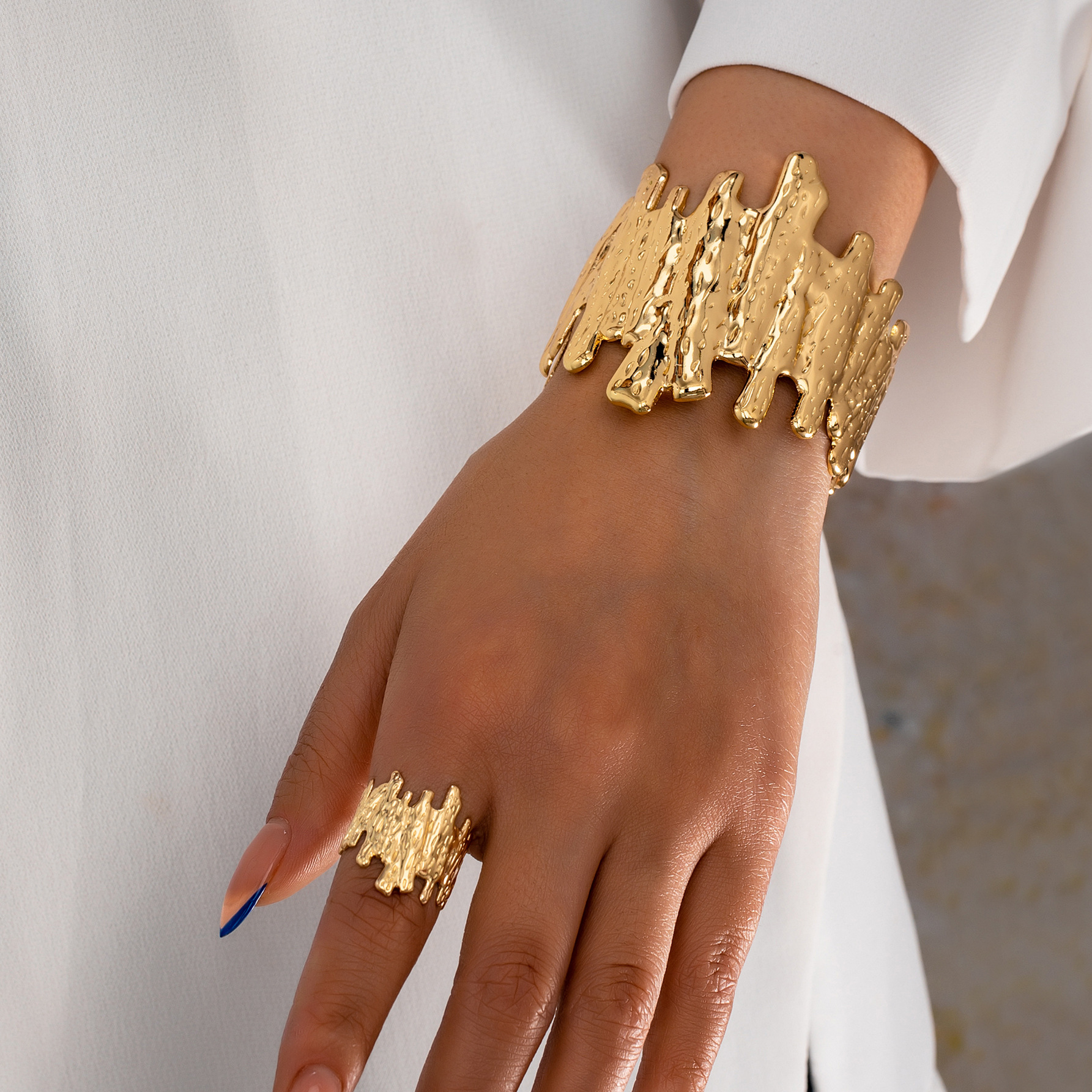 Cross-border Hot Personalized Creative Printed Irregular Ring Bracelet Open suit Suitable for Women's Party Wear