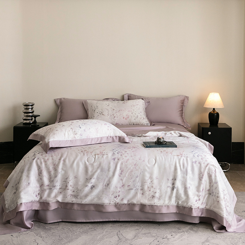 Picture of Light Luxury 100 Lyocell Tencel Summer Cool Quilt Four-Piece Set Air Conditioned Quilt Summer Quilt Advanced Sense Class A Maternal and Infant Quilt