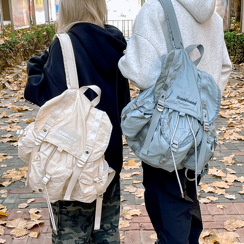 Picture of Korean Niche Design Casual Pleated Backpack 2025 New Nylon Versatile Large Capacity Lightweight Travel Backpack