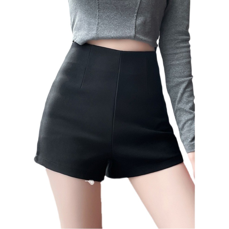 Spring and Summer black suit shorts women's new elastic slim slimming high waist A- line wide leg casual boot pants hot girl m