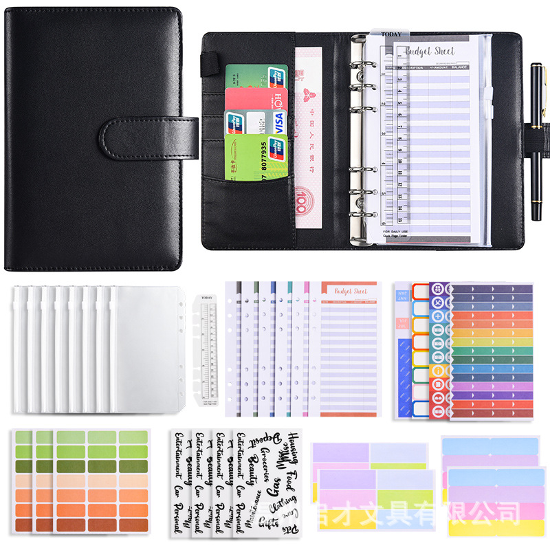 Picture of A6 Binder Cross-Border Creative Notebook Wholesale Zipper Bag Macaron Pu Leather Cash Budget Notebook