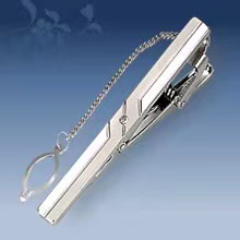 Picture of Metal tie clip men's suit chain 140 simple flower type business atmosphere with drill tie clip