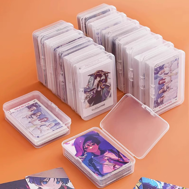 T card storage box transparent dustproof rectangular finishing box with lid jewelry box PP box can be fixed LOGO
