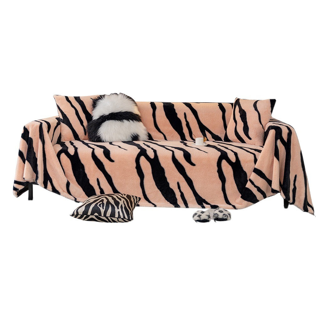 Rabbit plush sofa towel autumn and winter all-inclusive cover non-slip cushion high-grade cover cloth thickened winter zebra pattern blanket