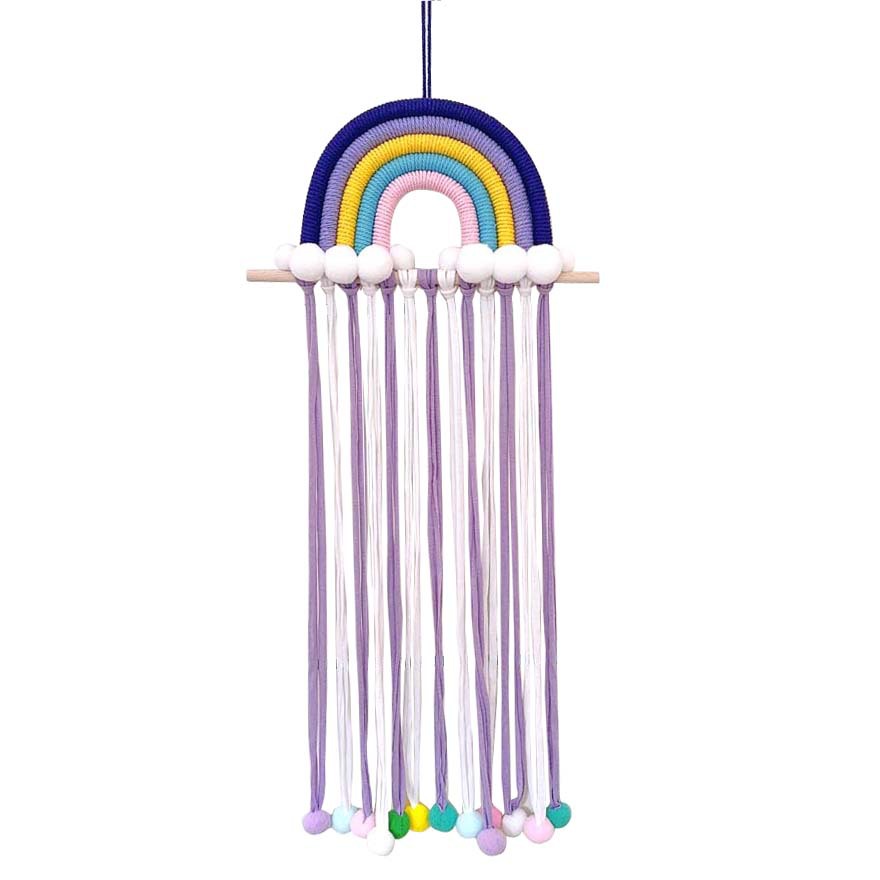 Picture of ins Nordic Rainbow Tassel Hair Accessories Hairpin Finishing Storage Woven Children's Room Decoration Wall Decoration