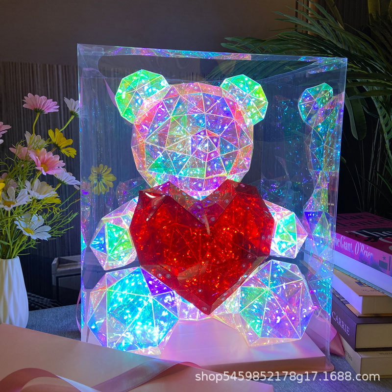 Picture of Birthday Gift for Girls to Send Girlfriend Creative Magic Luminous Bear Doll Girls Rabbit 520 Valentine's Day Gift