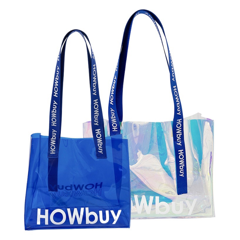 pvc Laser Bag Internet Celebrity Plastic Handbag Transparent Hand Gift Bag Colorful Jelly Bag Spot Printable logo