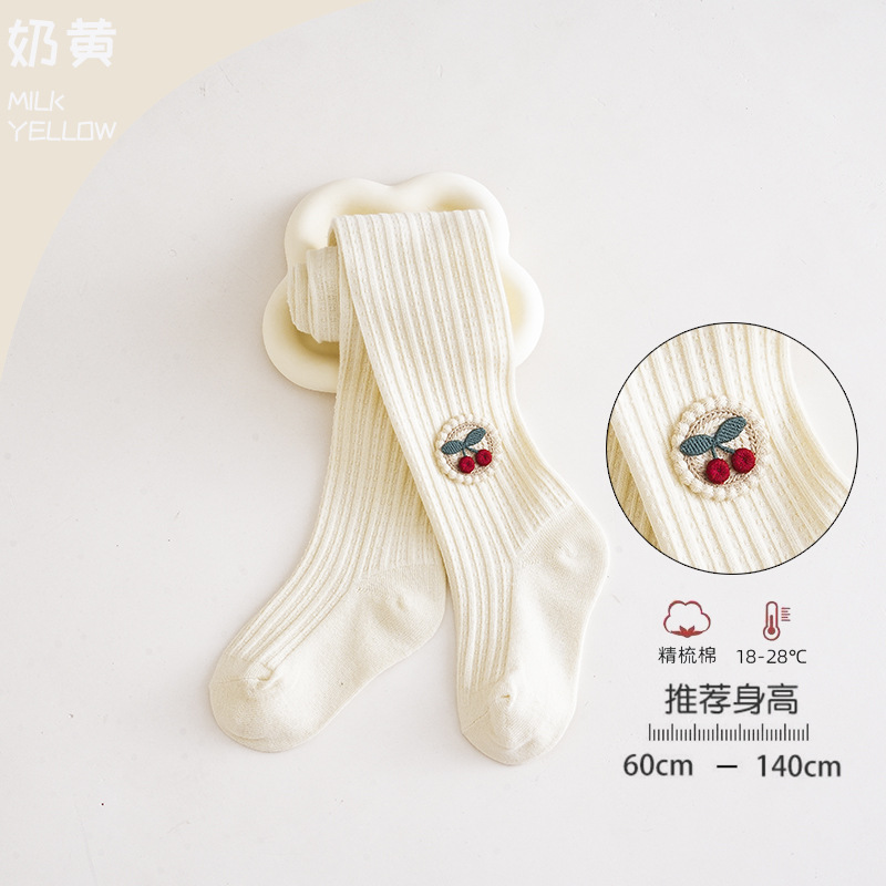 Picture of Baby pantyhose children's leggings 2023 spring and summer a cherry combed cotton baby bottoming socks spot wholesale
