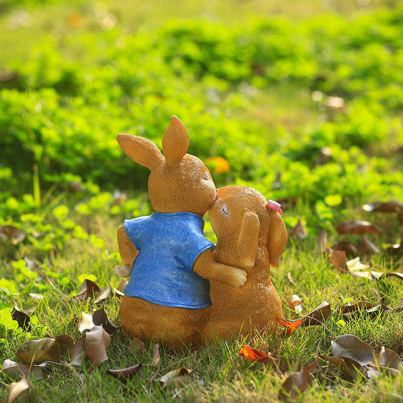 Picture of Garden Cartoon Couple Rabbit Koala Ornaments Outdoor Garden Courtyard Villa Farm Landscape Decoration Crafts