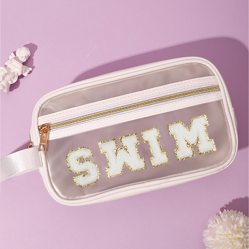Picture of Amazon hot chenille letter portable transparent cosmetic bag PU portable large capacity storage bag wholesale in stock