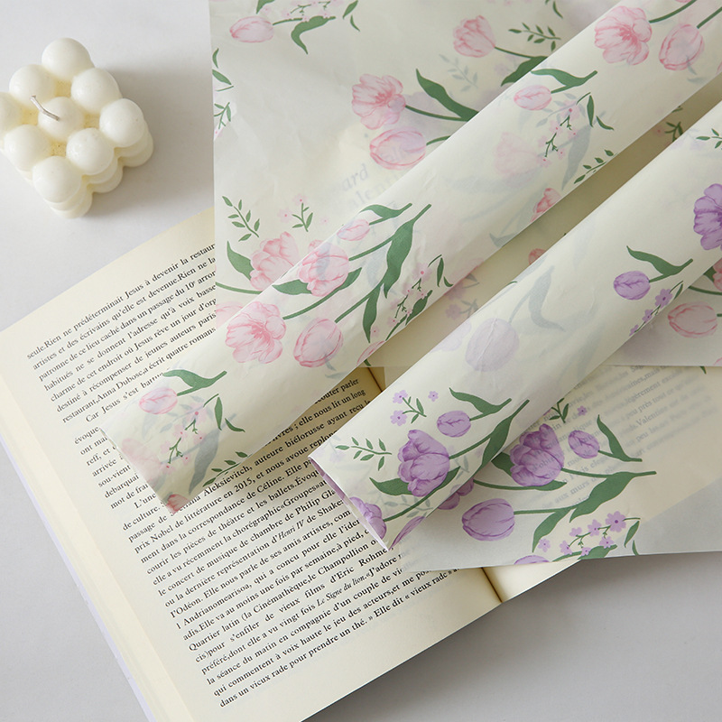 Spring Tulip Series Sydney Paper Thickeneded Lined Flower Wrapping Paper Bouquet Base diy Flower Packaging Material