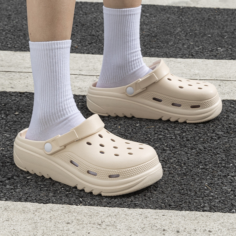 Thick-soled Eva Hole Shoes Women's Summer 2024 New Style High-rise Dung-feeling Outwear Non-slip Beach Baotou Sandals
