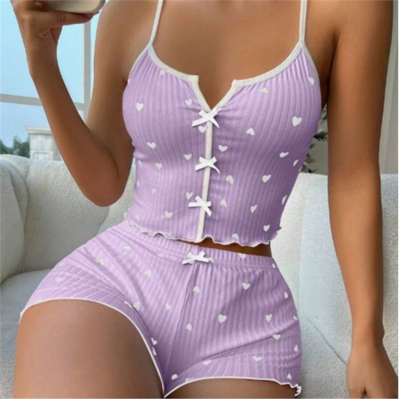 Picture of New Sling Shorts Sexy Bow Multicolor Printed Milk Silk suit Comfortable Home Wear Factory