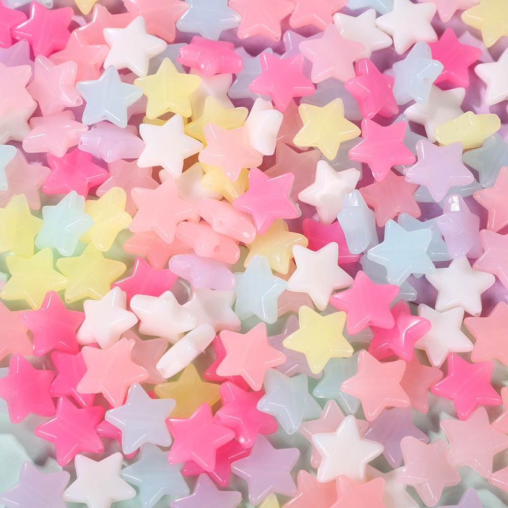 Picture of Acrylic Love Bow Beaded Color Jelly Bear Five-pointed Star Beaded DIY Mobile Phone Chain Necklace Accessories
