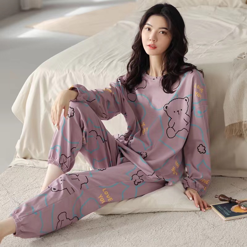 plus size Imitation Cotton Pajamas Women's Spring and Autumn Long Sleeve Korean Style Internet Celebrant 2024 New Autumn and Winter Cartoon Home Clothes suit
