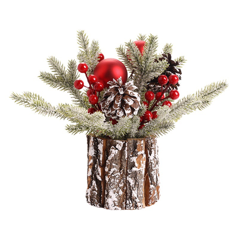 Cross-border Christmas decorations 25cm flocking PE simulation mini Christmas tree home window desktop ornaments