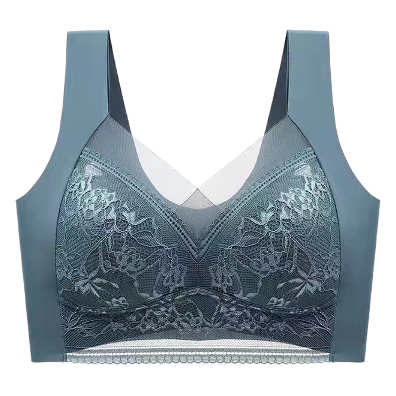 Traceless Underwear Women's One-piece Fixed Cup Paramilis Sleeping Vest-style Push-up Beautiful Back Lace Bra