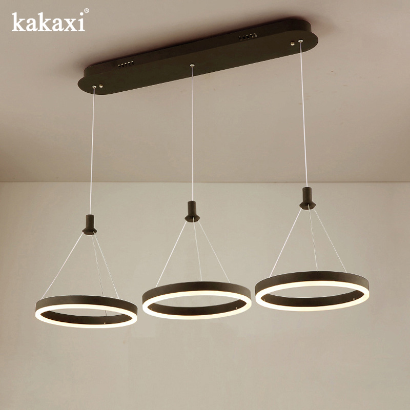 Nordic simple modern restaurant chandelier LED creative dining room three-headed chandelier acrylic round bar lamp