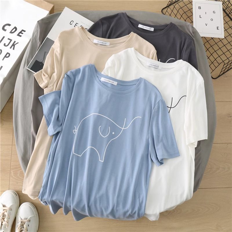 Super Hand-feel Modal Short-sleeved T-shirt Women's Summer Korean-style Loose Printed Casual All-match Pendant Slimming Top Trendy