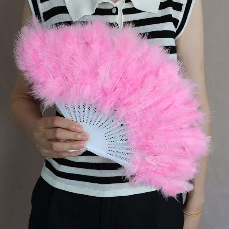 Picture of Wholesale full feather fan thickened feather feather fan stage performance props dance performance antique folding fan