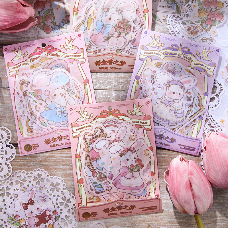 Fangdao Tulip dream series stickers package creative cartoon fresh Korean journal diy material decorative stickers