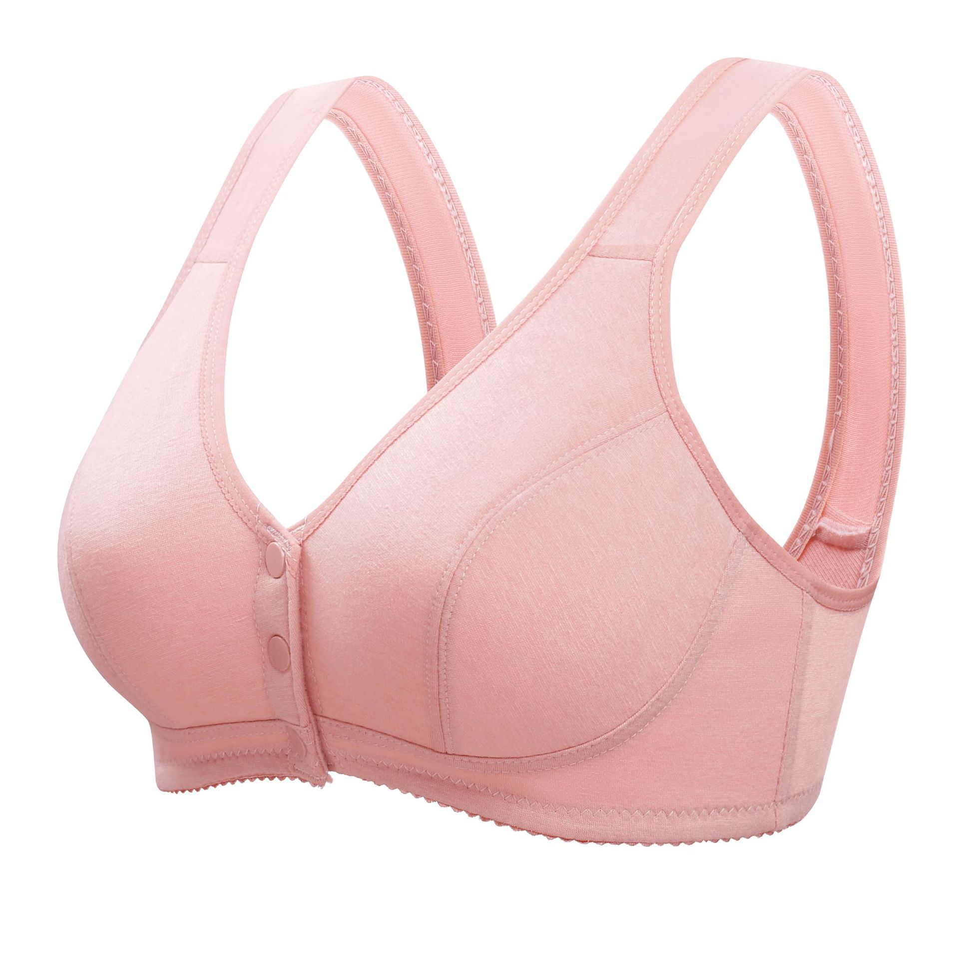 Picture of Middle-aged and elderly mother's underwear women's front buckle thin upper support Cotton non-steel ring gathered breathable vest bra