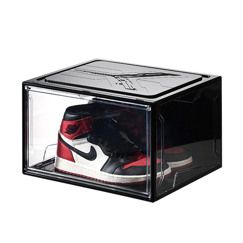 Picture of Folding Transparent Visible Side Door Extra-large Shoe Box Stacked Magnetic Absorbing High Permeability Shoe Rack Sports Shoe Display Shoe Wall