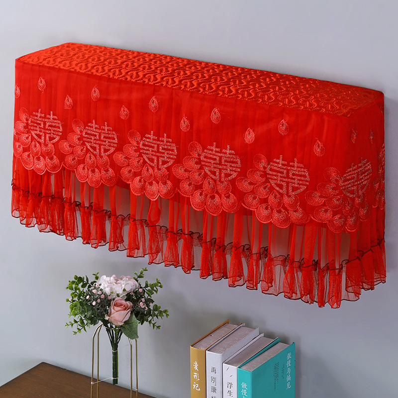 Picture of Wholesale New Wedding Starts Without Taking Off Hanging Air Conditioner Dust Cover 1.5 Hp Air Conditioner Cover Lace Red Air Conditioner Cover