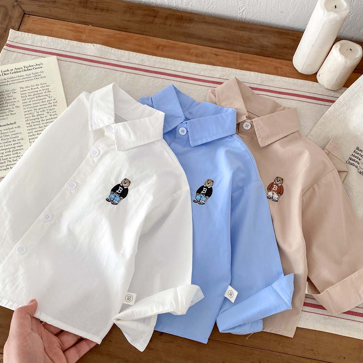 Picture of Boys' Spring Clothes Solid Color Shirt 2025 New Baby's Spring Cartoon Long-sleeved Shirt Outgoing Stylike Clothes All-match Trendy