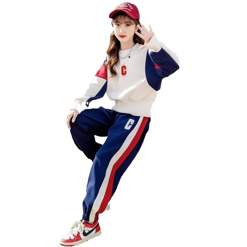 Picture of Girls' suit 2024 new spring and autumn Western style sports Children's Online Red fried street two-piece set Wholesale
