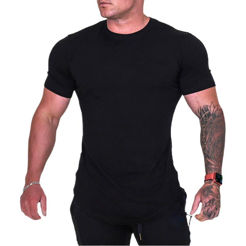Fitness light board tights men's sports T-shirt quick-drying clothing summer running round neck basketball training clothing stretch cotton New