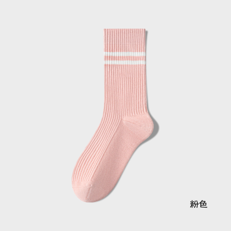Picture of dopamine socks women's parallel bars mid-tube socks summer thin cotton sweat-absorbent sports socks summer striped boneless stockings