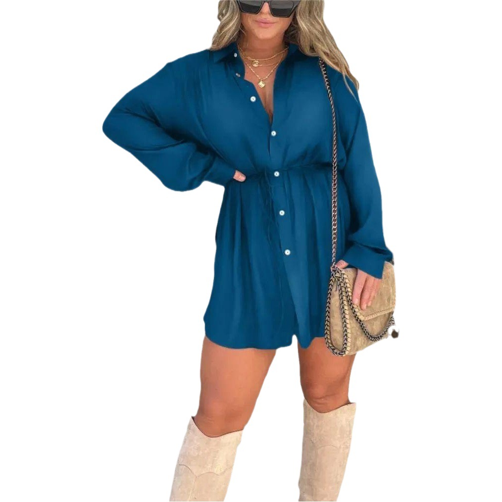 2023 European and American cross-border autumn new women's clothing independent station AliExpress fashion solid color long sleeve shirt suit women