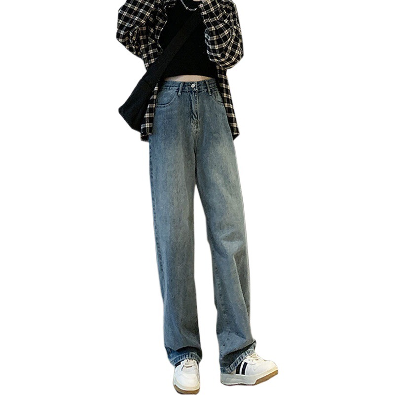 Pear-Shaped Casual Wide-Leg Jeans Women's Nostalgic Retro Cyber Celebrity Loose Fashionable Straight Tube Meat Covering Pants