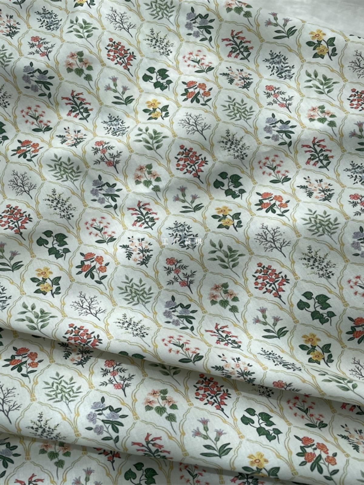Pure Cotton Fabric Flower Wall Cotton Pastoral Floral Fabric Handmade DIY Clothing Skirt Shirt Fabric