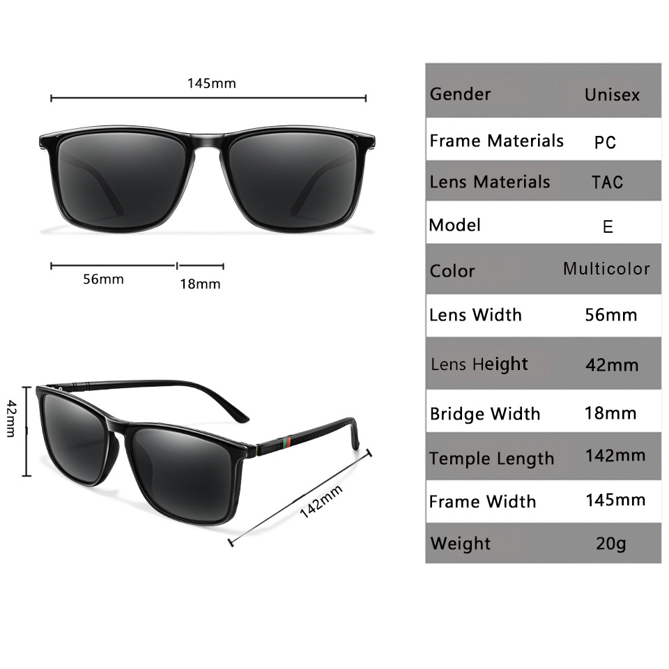 Picture of AliExpress wish shrimp skin popular polarized sunglasses square large frame classic glasses men and women driving fishing sunglasses
