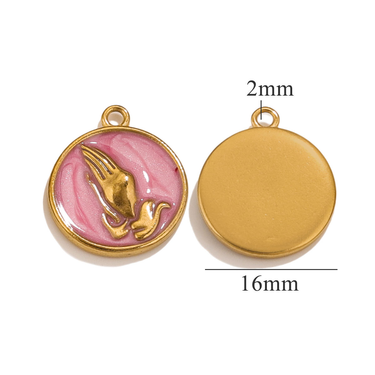 Picture of Cross-border hot-selling simple stainless steel hands-on prayer round pendant DIY love necklace bracelet earrings jewelry