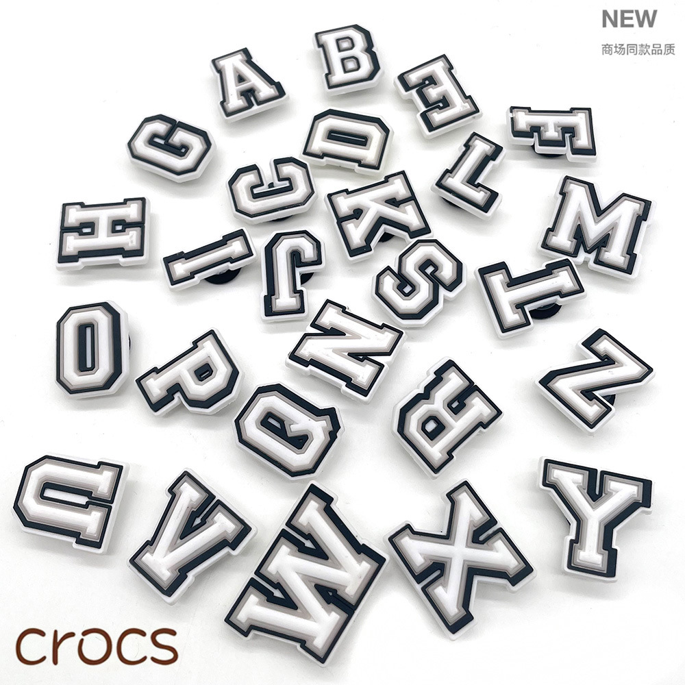 Black and White Letter Cave Shoes Decorations PVC Removable Shoe Flower Shoe Buckle Personality Garden Shoes Shoe Accessories Wholesale