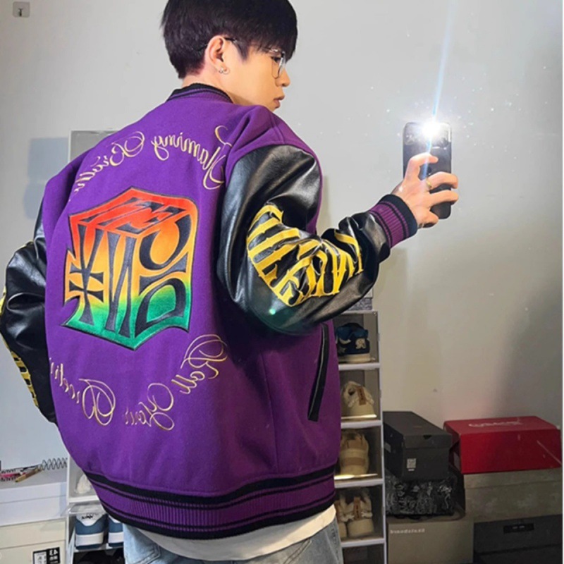 Picture of Cross-Border Purple Baseball Jacket Trendy Brand European and American High Street Hip-Hop Fate Dice Gradient Embroidery Printed Jacket