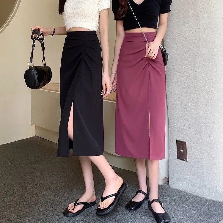Black New Arrival Skirt Women's 2023 Summer Popular High Waist Dape Irregular Hip Wrap Skirt Small Long Skirt
